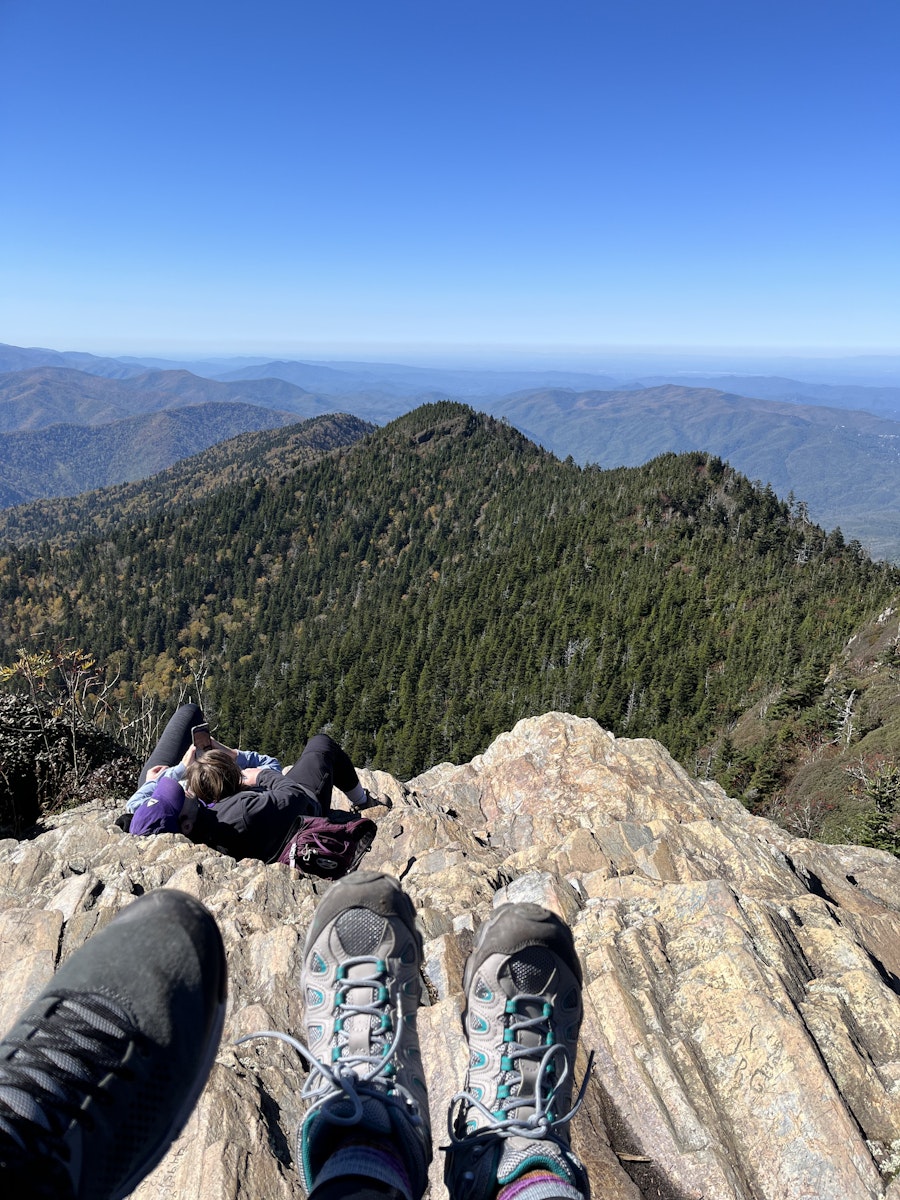 Taking a break to enjoy the view on a hike